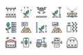 Smart farm related color line icon set.